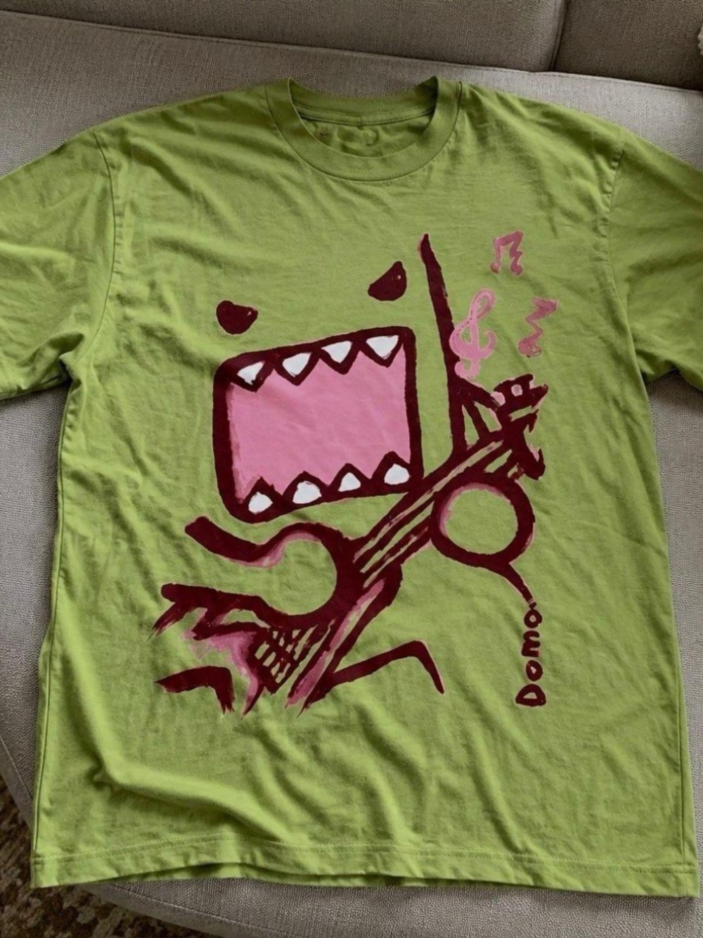 Gildan Lime Green Tee with Guitar Graphic